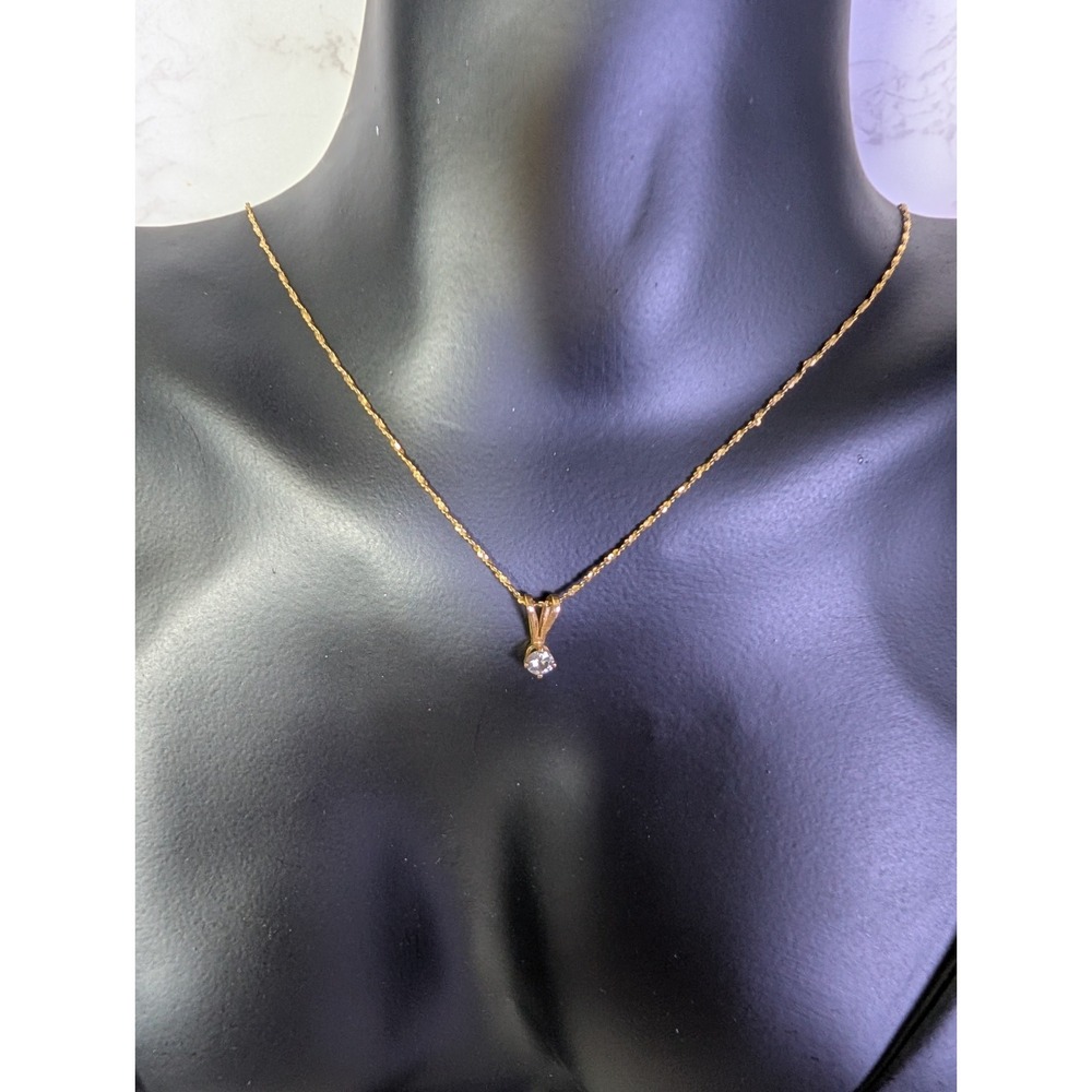 VTG 10k Yellow Gold Necklace Chain Stamped 10kt PGDA w/ Diamond Pendant Tested